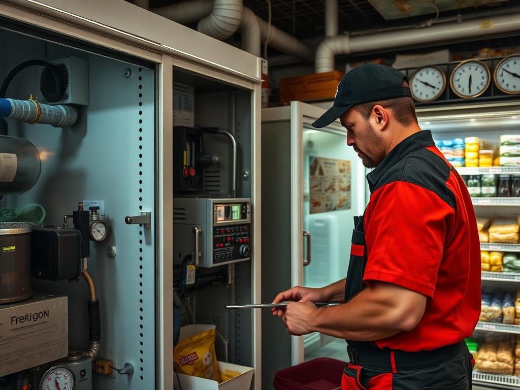Manutenção de refrigeração comercial em mercado